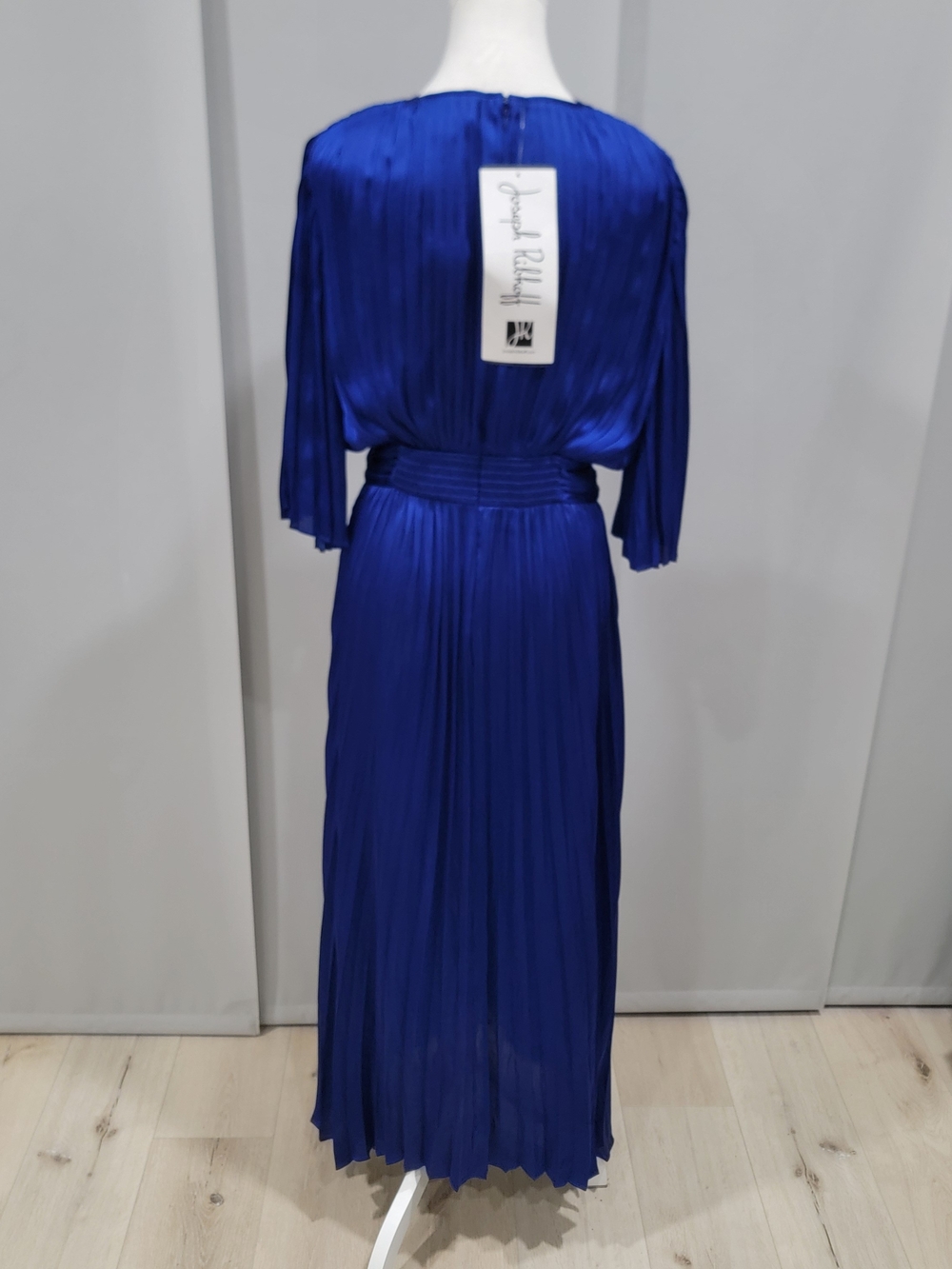 Joseph Ribkoff Cobalt Blue Pleated V-Neck Maxi Dress - Picture 6 of 8